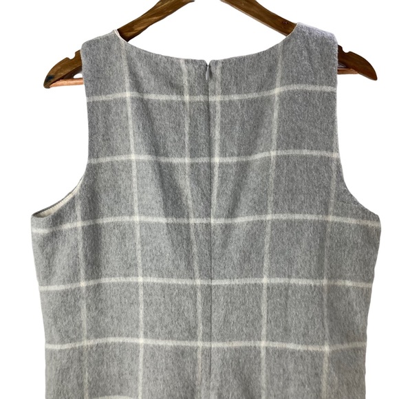 Anthropologie Paper Crown Gray Checkered Wool Blend Sleeveless Dress - Picture 9 of 10